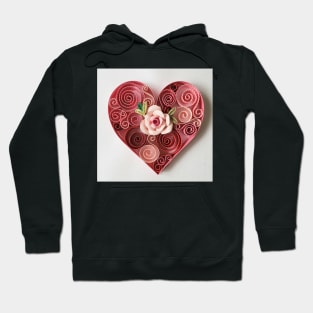 Printed paper quilling rose.heart Hoodie